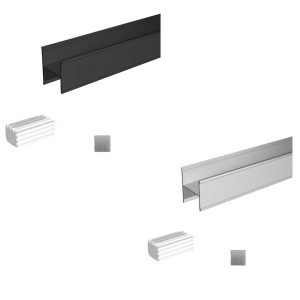 H profile kit for sliding closet doors - Black or silver