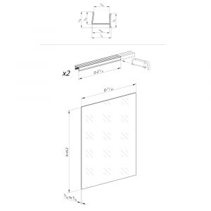 Drawing with dimensions of our C profile kits for sliding closet doors - Silver