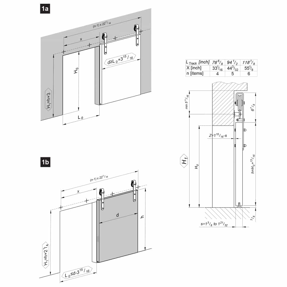 Sliding barn door hardware kit Long hanger Slidup 270 MANTION