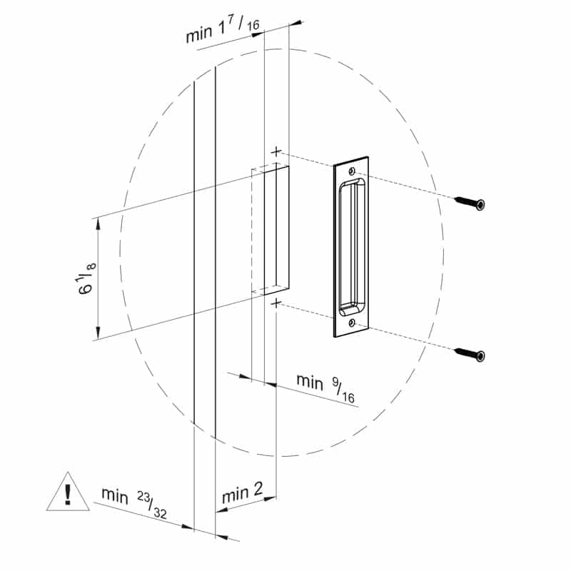 Drawing with dimensions of our rectangular black handle