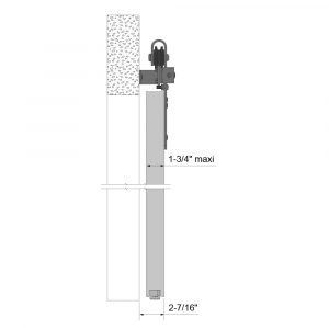Drawing with dimensions of our Sliding barn door hardware kit - ROCDESIGN - Carbon