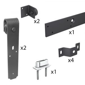 Quantity of items in our Sliding barn door hardware kit - ROCDESIGN - Carbon