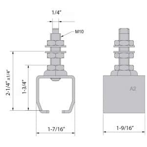 Drawing with dimensions of our stainless steel mounting sleeve for SLID’UP 2000 - 130 lbs