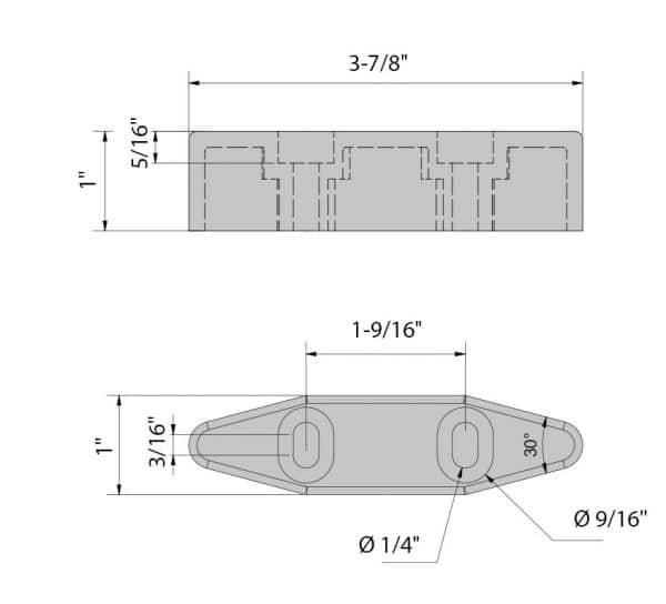 Drawing with dimensions of our nylon bottom guide