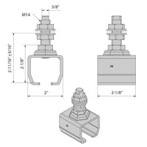 Drawing with dimensions of our stainless steel mounting sleeve for SLID’UP 2000 - 440 lbs