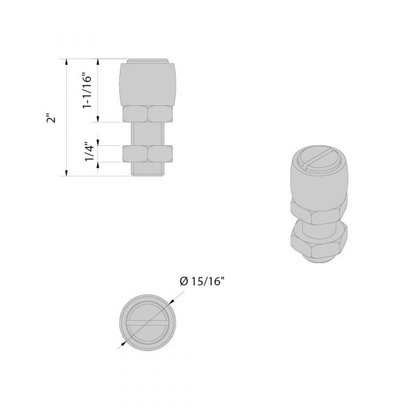 Drawing with dimensions of our brass roller guide for SLID'UP 2000