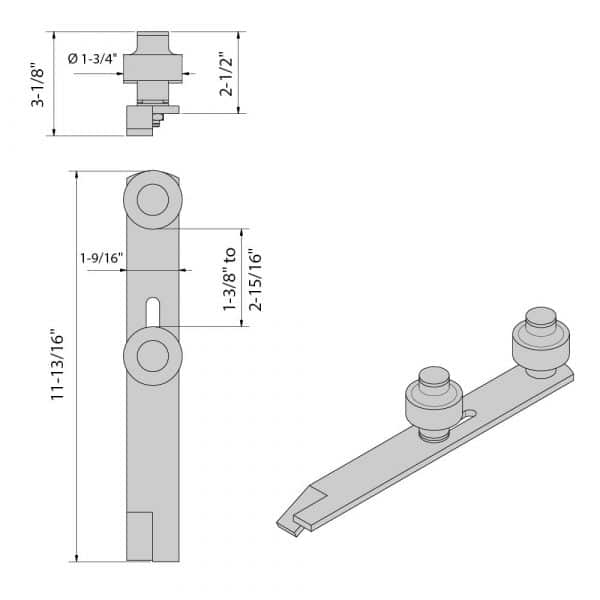 Drawing with dimensions of our adjustable bottom guide to be sealed for SLID'UP 2000