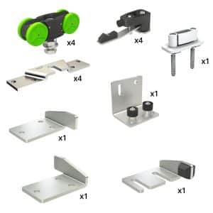 Quantity of items in our roller kit for telescopic doors SLID'UP 2500 for 2 doors , opening on the right