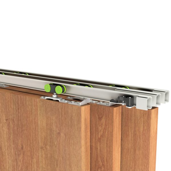 Mounting picture of our SLID'UP 2500 for 3 sliding telescopic doors - Opening from left to right