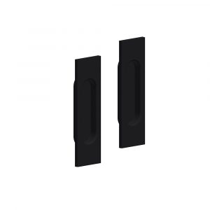 Set of 2 black rectangular flush pull handles