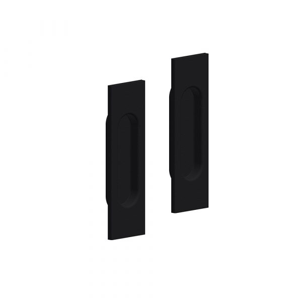 Set of 2 black rectangular flush pull handles