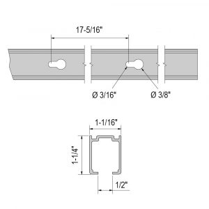 Drawing with dimensions of our aluminum track for SLID'UP 1100