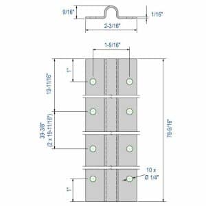 Drawing with dimensions of our galvanized steel track for sliding gate