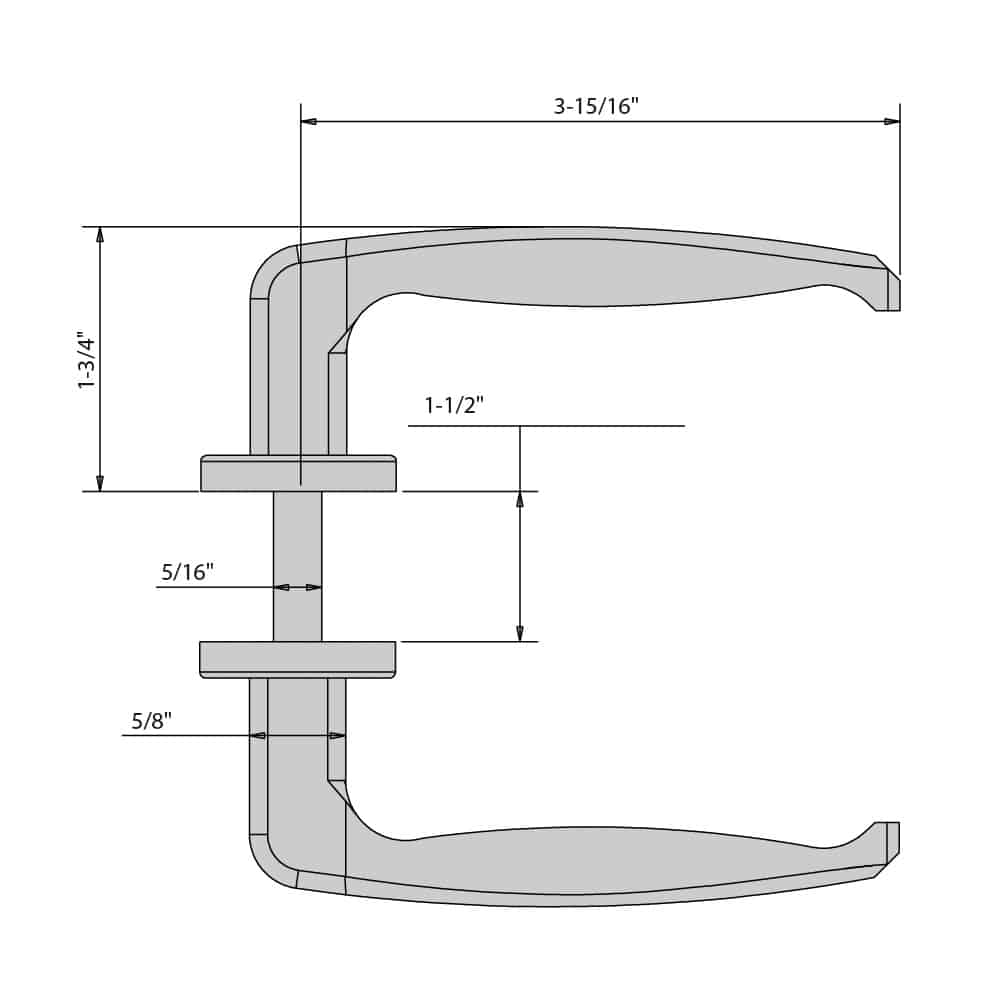 Drawing with dimensions of our double handle for sliding gates
